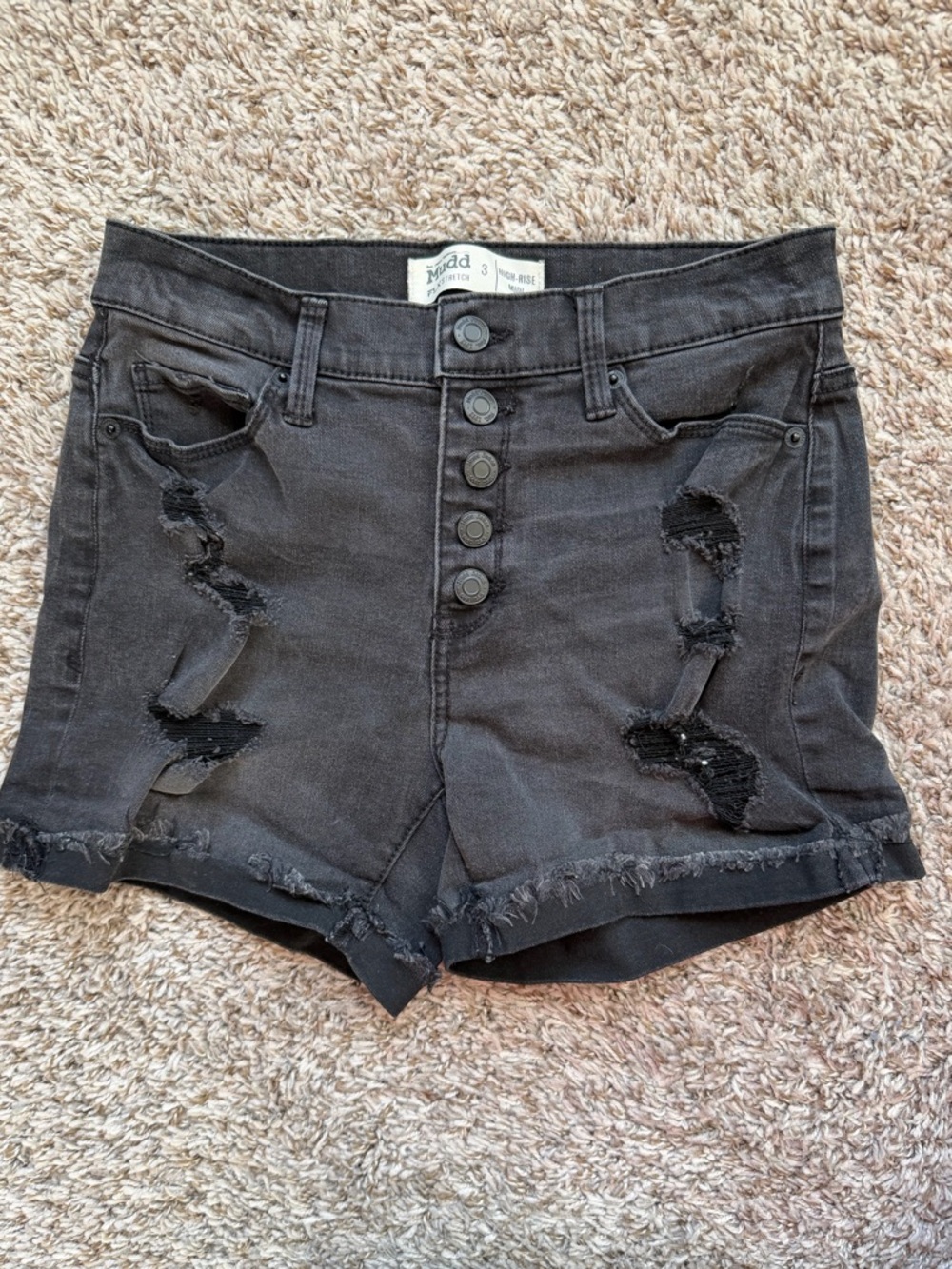 Mudd Black Distressed Button-Fly Jean Shorts